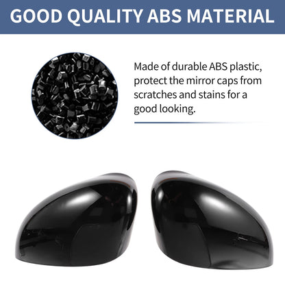 Gloss Black Left Right Mirror Cover Caps for Ford Fiesta (2008-2017)