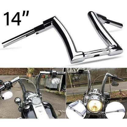14" Chrome Rise 2" Ape Hanger Handlebar for Harley Sportster, Yamaha Vstar