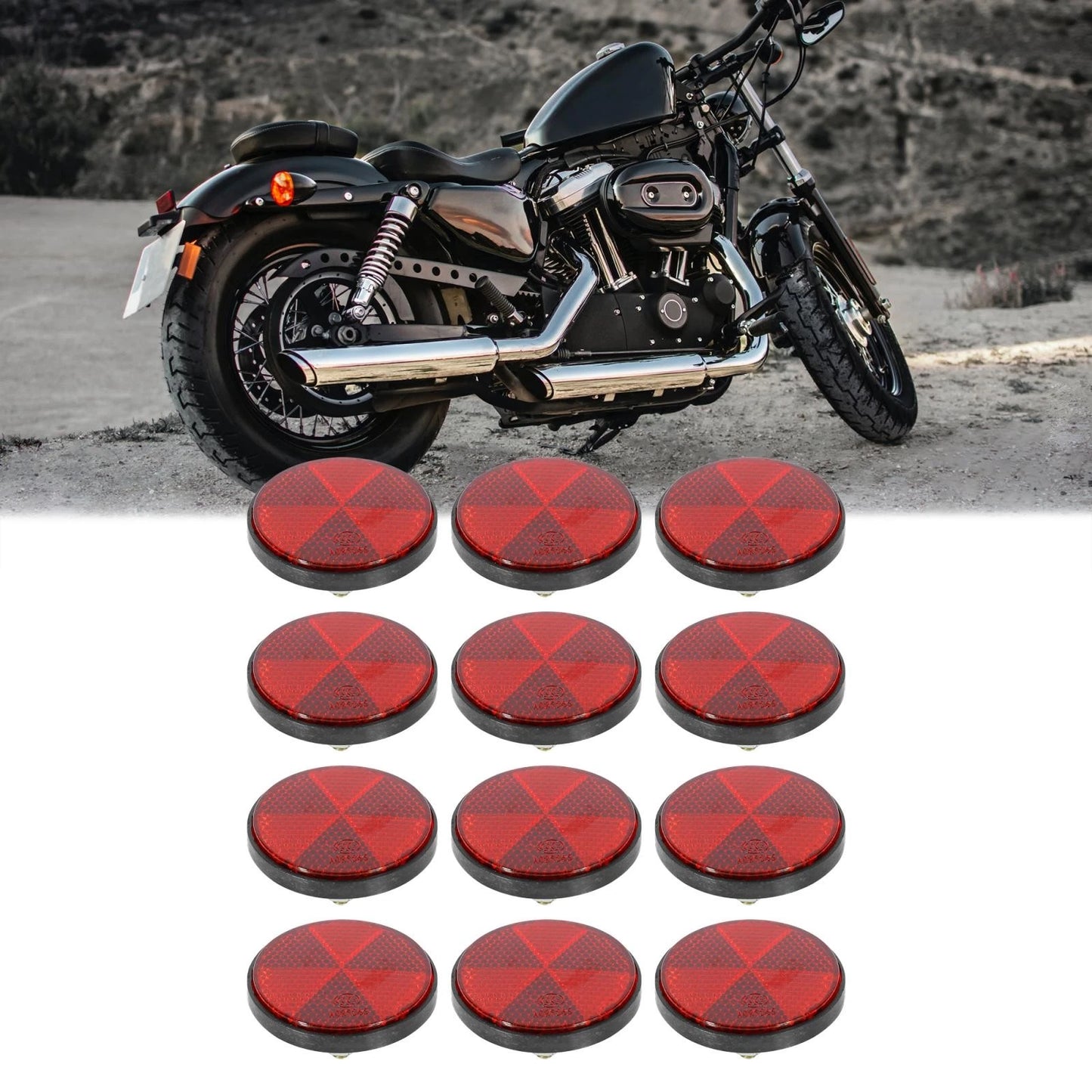 6 Pairs M6x1.0 Red Universal Screw Mount Warning Reflector for Motorcycle Bike