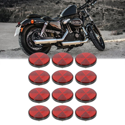 6 Pairs M6x1.0 Red Universal Screw Mount Warning Reflector for Motorcycle Bike