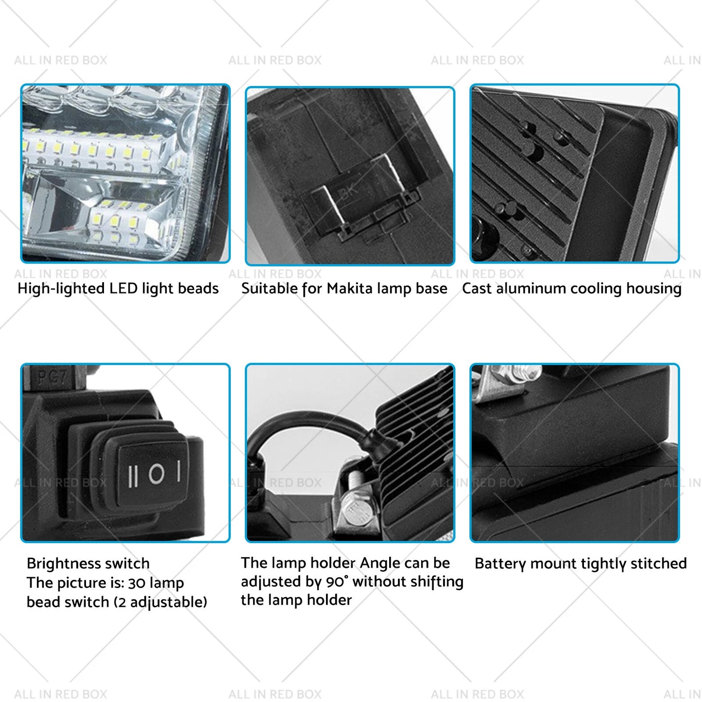 18V 4in LED Work Light Torch Flashlights for Makita Battery