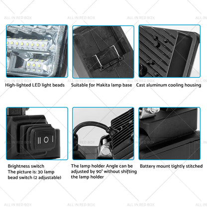 18V 4in LED Work Light Torch Flashlights for Makita Battery