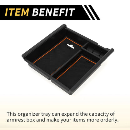 Center Console Organizer Insert Tray for Toyota Tacoma (2016-2021) Black Orange
