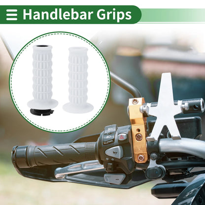 7/8" 22mm Hand Grips Cover Kit End Grips TPU White for Motorcycle