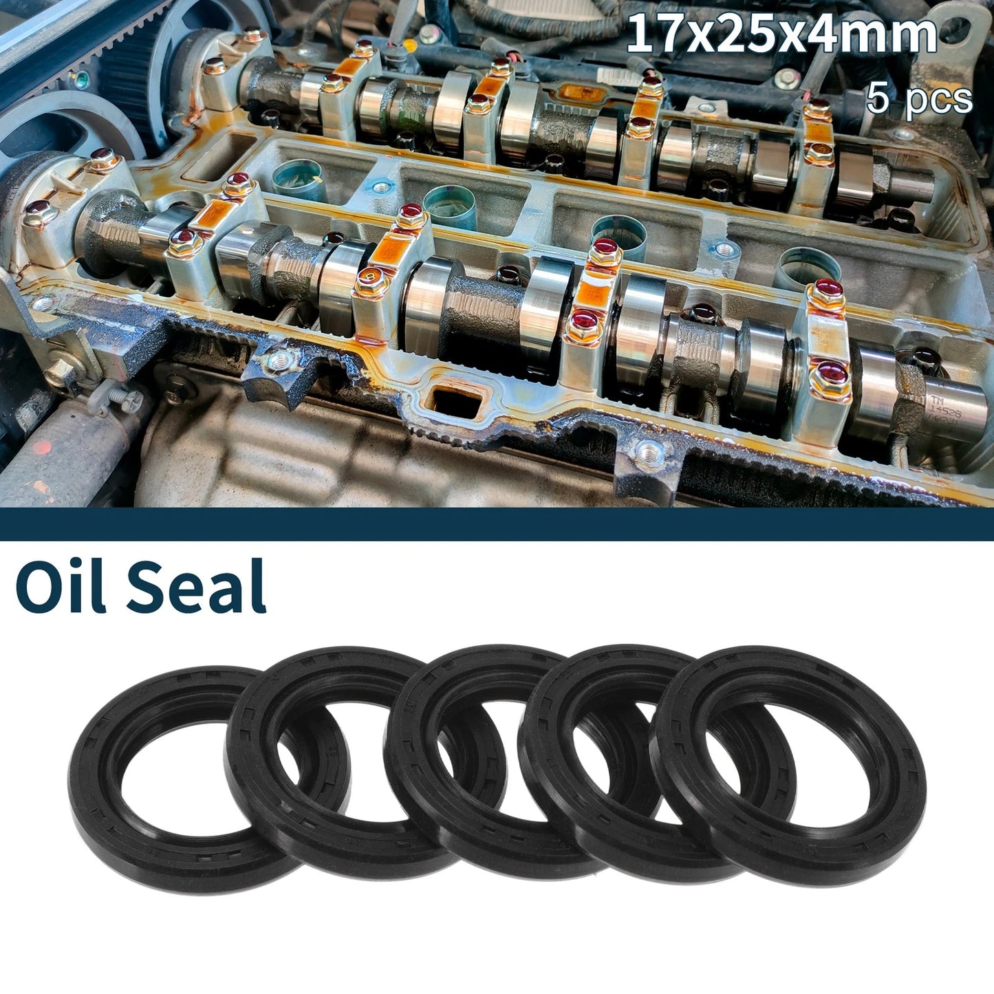 Oil Seal / 17x25x4mm / Seal Ring Rotary Shaft Seal NBR Rubber Black 5Pcs for Make Model