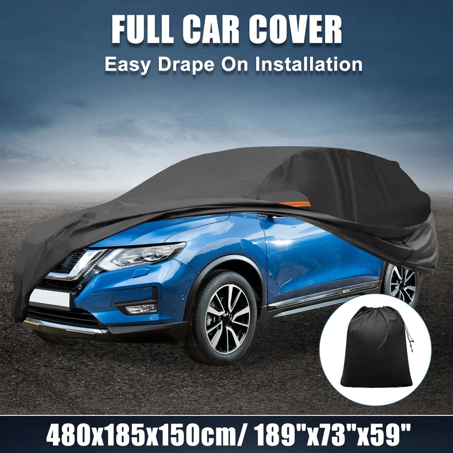 Waterproof 210D-PU Oxford Vehicle Cover for Nissan X-TRAIL (2010-2023) Black