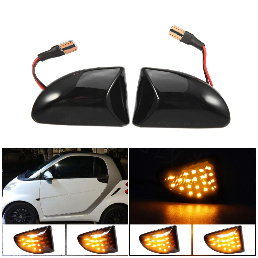 Smoke Lens LED Turn Signal Side Marker Lights for Smart Fortwo (2007-2014)