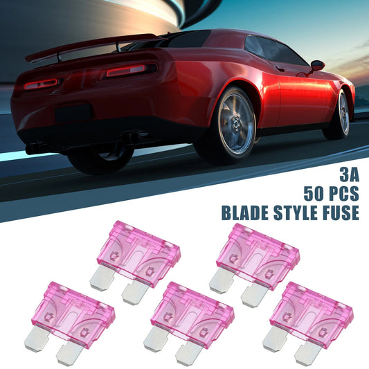 50pcs Blade Style Fuses 3A Mini Size for Car Boat Truck SUV Motorcycle