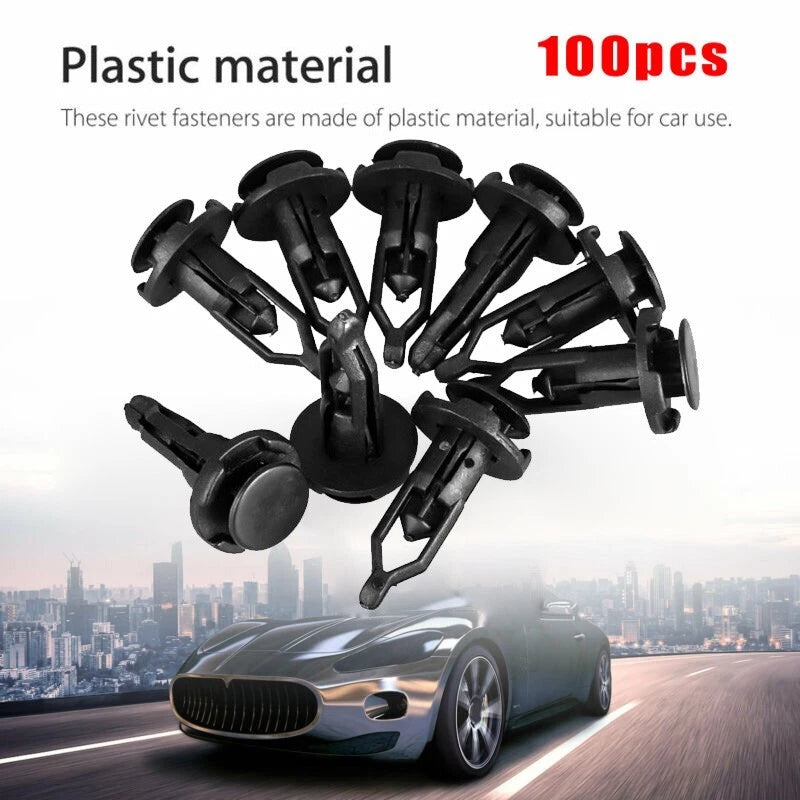 9mm Plastic Bumper Retainer Clips 100-pack for Car