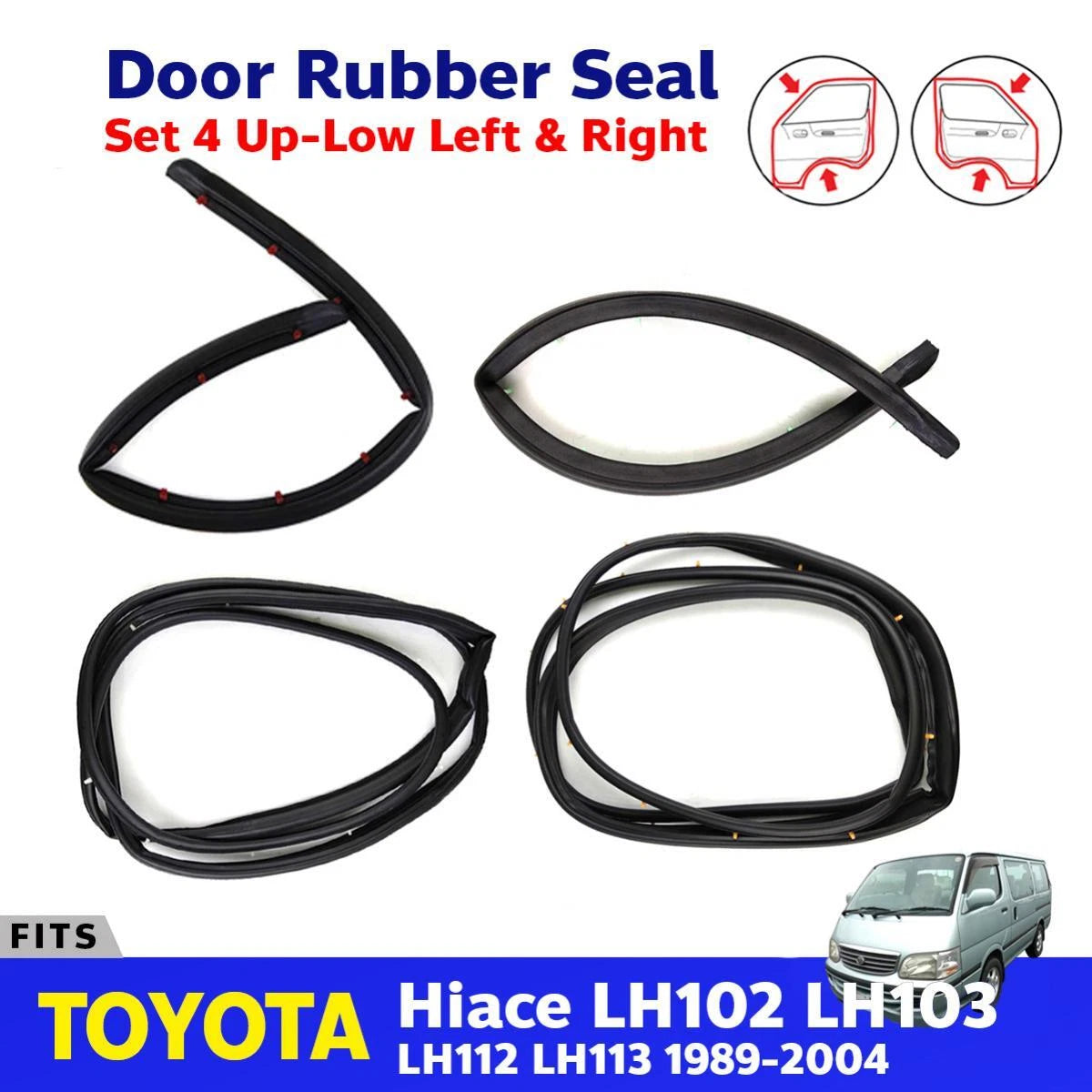 Door Rubber Up-Low LH+RH Set 4 Fits Toyota Hiace LH102 LH112 LH113 1989-04 D09