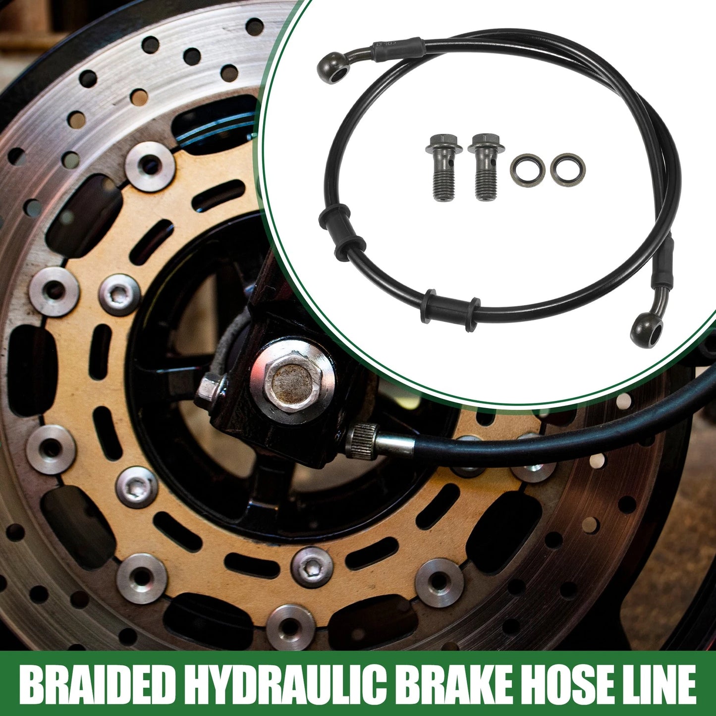 Brake Line / 80cm / Braided Hydraulic Brake Line Oil Hose Black Army Green for Motorcycle