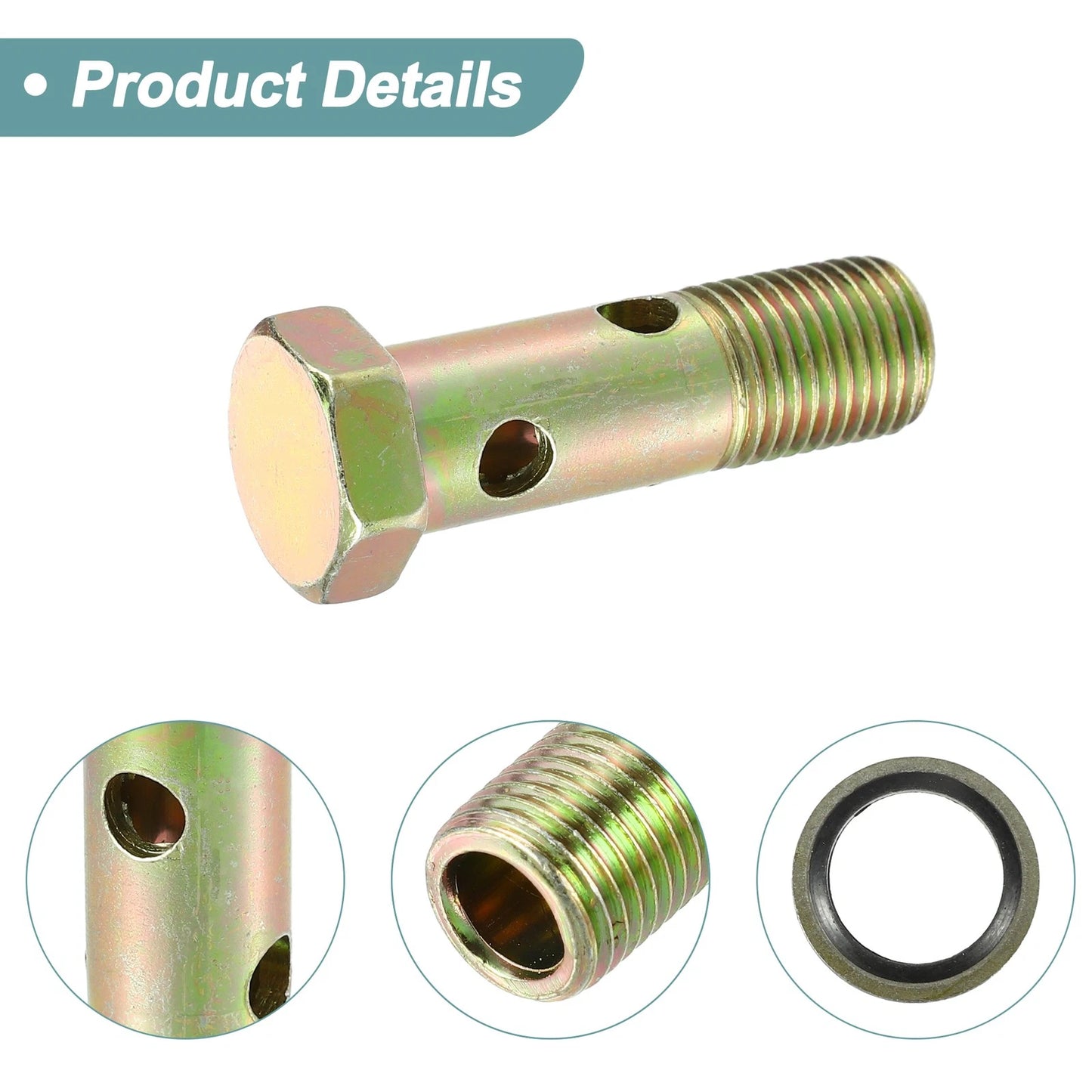 2 x Bolt Set M14x1.5 51mm Hollow Bolt Screw with Washer for Motorcycle