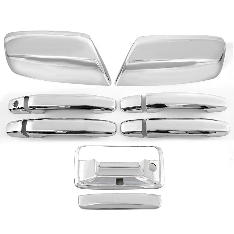 Chrome Top Mirror Handle Tailgate Cam Covers for 2014-2018 Chevy Silverado