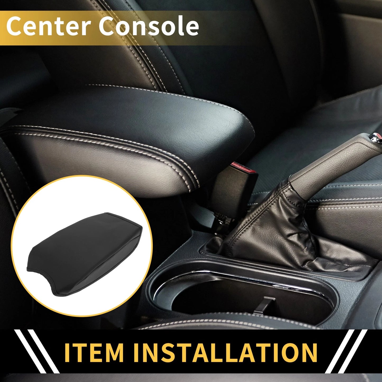 Microfiber Leather Console Lid Armrest Cover for Toyota Tacoma (2005-2023)