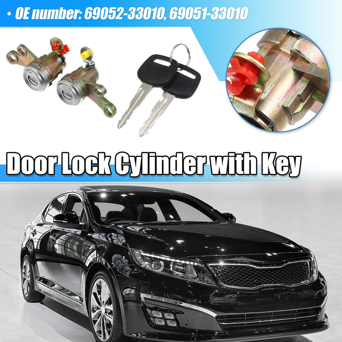 Door Lock Cylinder Set with Keys for Toyota Camry (1992-1996)