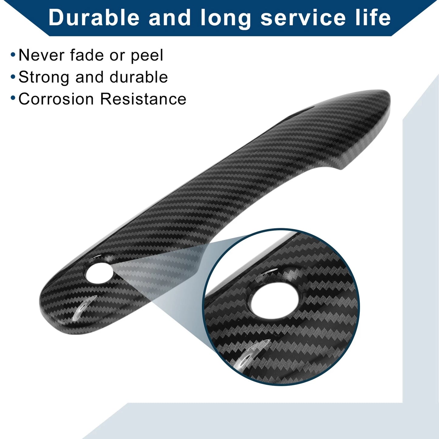 Car Door Handle Cover Trim for Toyota Camry (2018-2024) Carbon Fiber Black