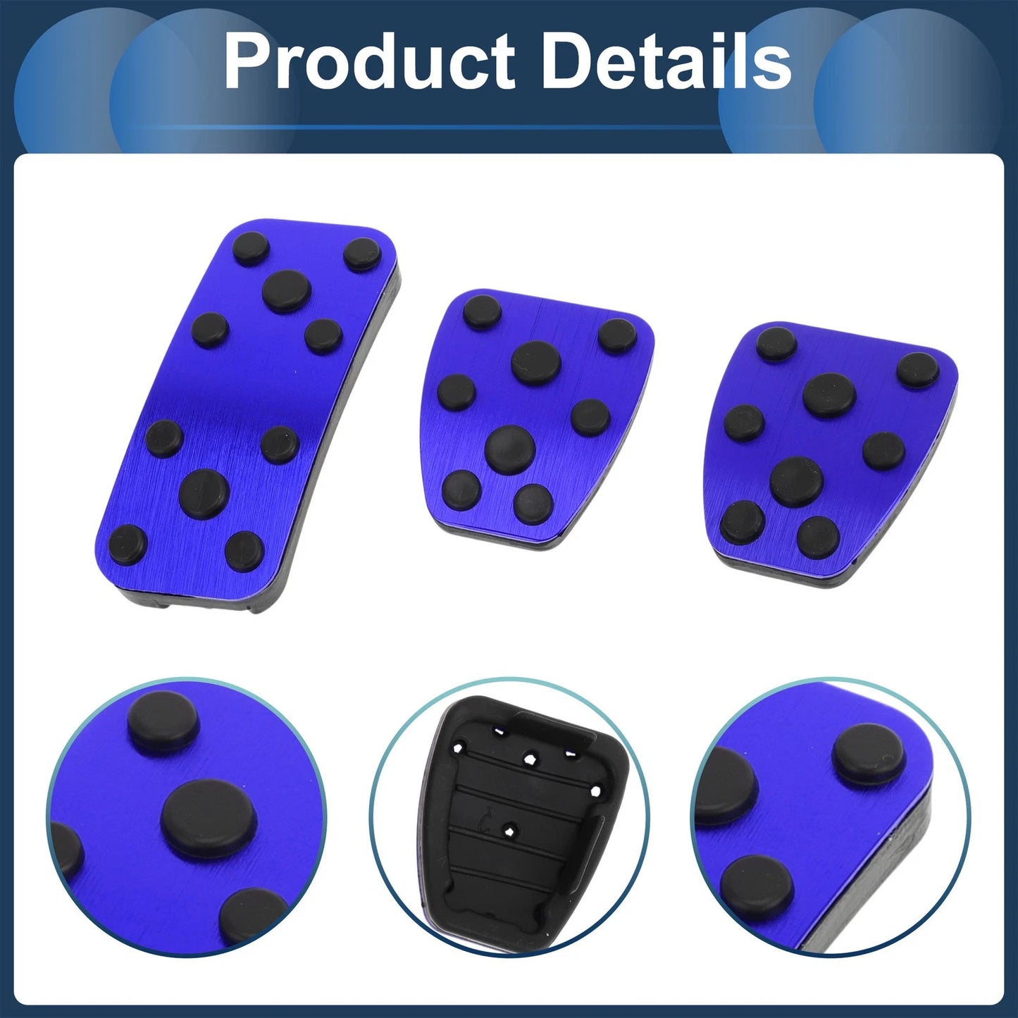 3 x Foot Accelerator Pedal Covers for Subaru Forester (2006-2018) Blue