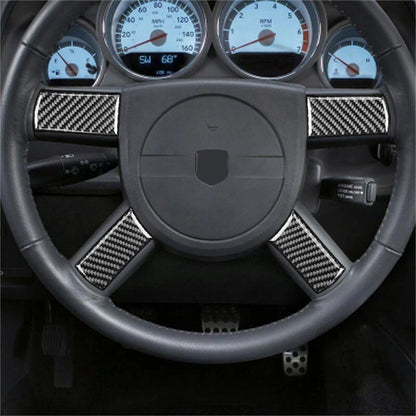 Carbon Fiber Steering Wheel Button Cover Trim for Dodge Challenger (2008-2010)