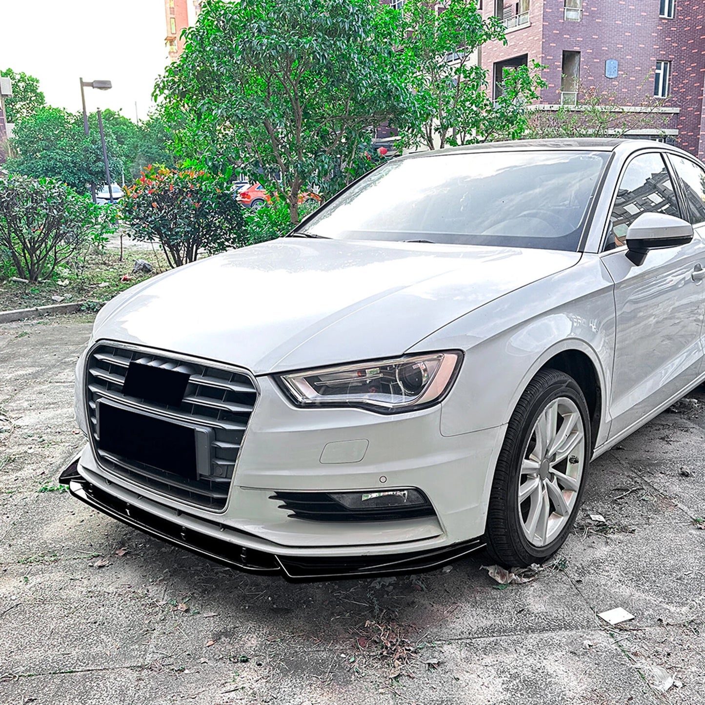Gloss Black Front Bumper Spoiler Lip for Audi A3 8V (2013-2016)