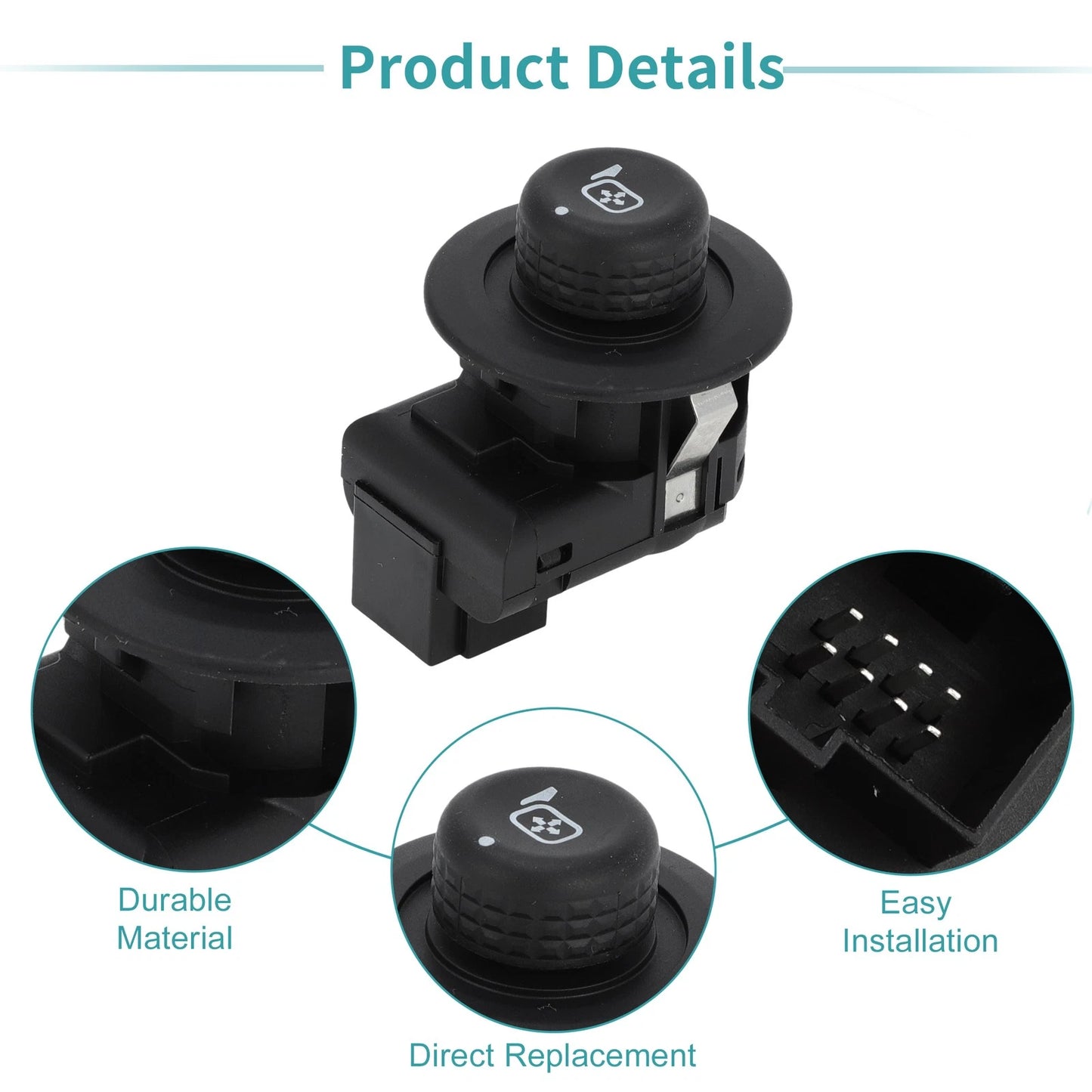 Car Mirror Switch Black for Ford E-150, E-250 (2009-2014)
