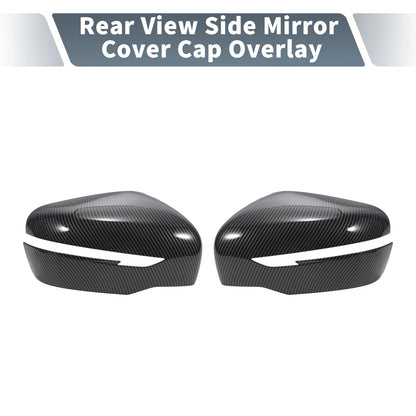 Rearview Mirror Cover Overlay Black Carbon Fiber for Nissan X-Trail Rogue