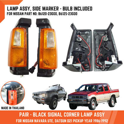 Black Side Corner Turn Signal Light for Nissan Navara D21 (86-92)