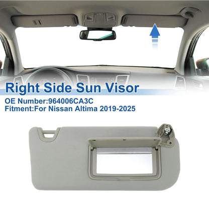 Right Side Sun Visor for Nissan Altima 2019-2025 Grey Replacement