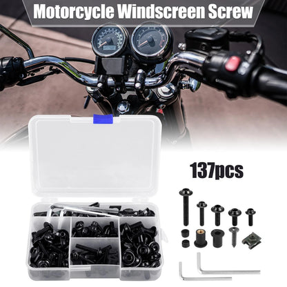 Bolts & Screws 137pcs Black Motorcycle Fairing Fasteners Mounting Washers Nuts for Motorcycle