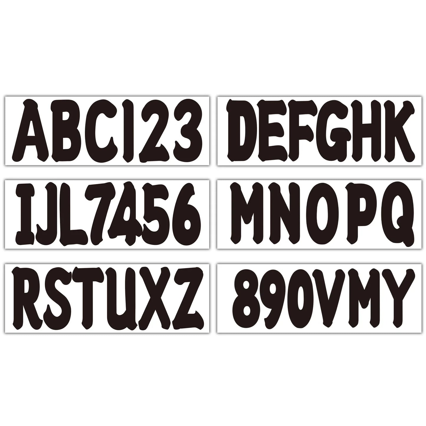 Personalized Boat Registration Decals A-Z & 0-9 Black 4 Set