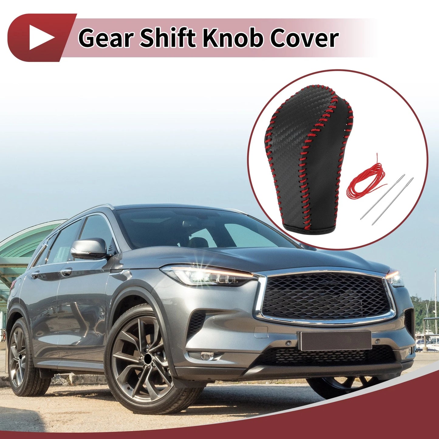 Gear Shift Knob Cover for Infiniti FX35 (2009-2013) Black Red