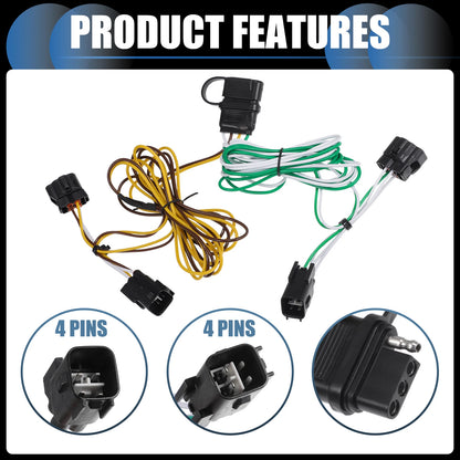1 Set 4-Pin Trailer Wiring Harness Kit for Dodge Ram 1500 (1995-2001)