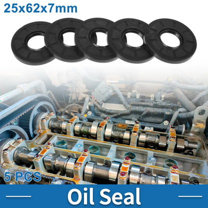 Oil Seal / 25x62x7mm / Seal Ring Shaft Nitrile Rubber Black 5 Pcs for MakeModel