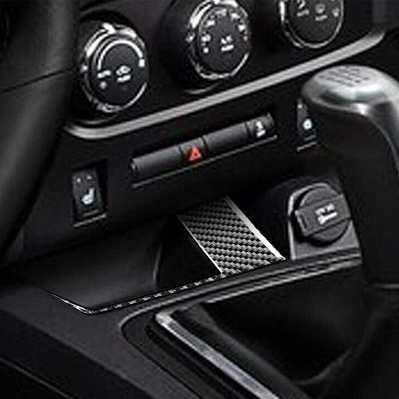 Carbon Fiber Console Charging Port Panel Trim Cover for 2008-14 Dodge Challenger