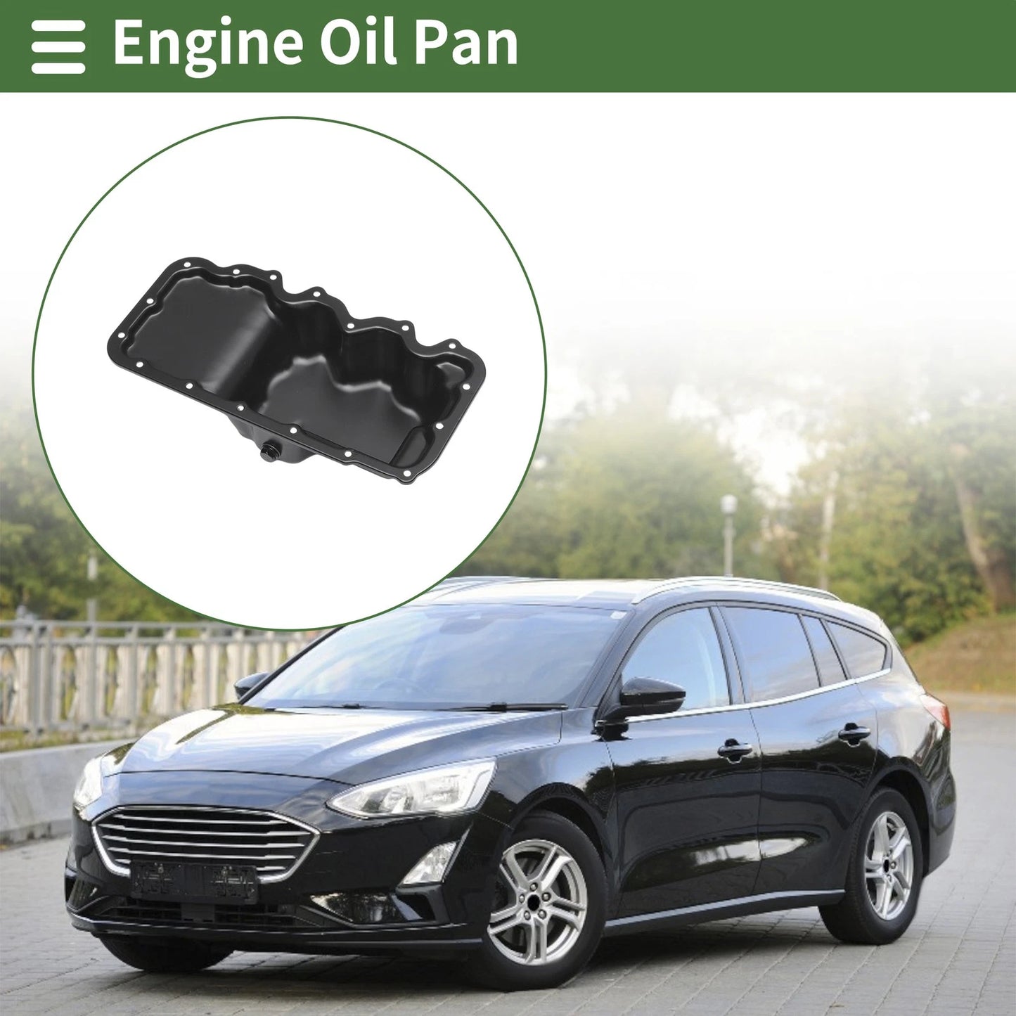 Engine Oil Pan for Ford Focus (2000-2004) - 1 x YS4Z6675AA, Iron Black