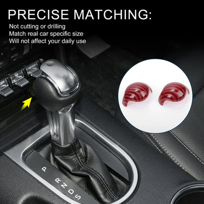 Gear Shift Knob Cover for Ford Mustang 2015-2023 Carbon Fiber Red 1 Set