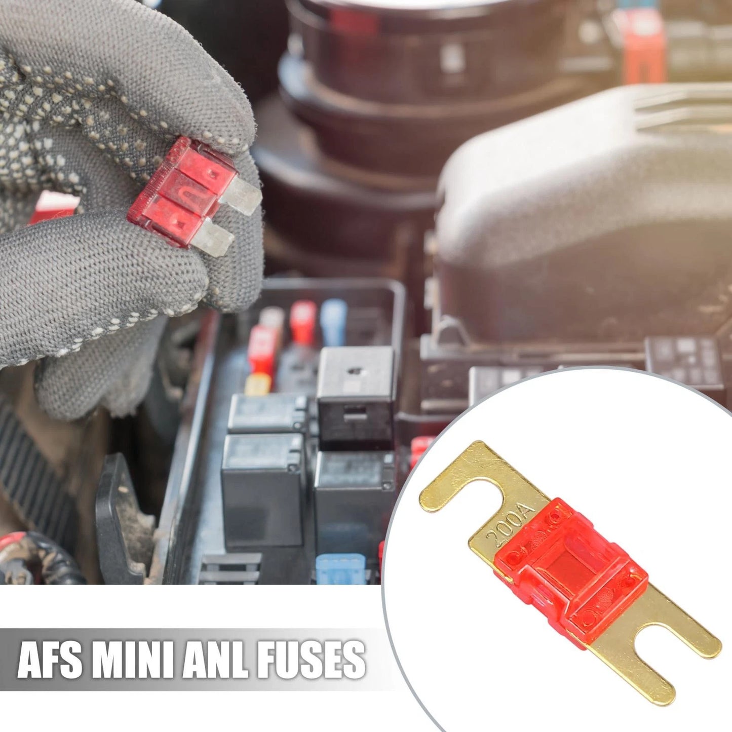 5 x 200A AFS Mini ANL Fuses for Car, Truck, Motorcycle, Boat, Audio CDs