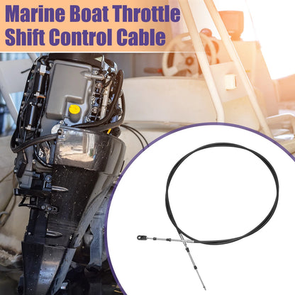 Throttle Control Cable 10FT Black with Fastening Head for Marine Boat