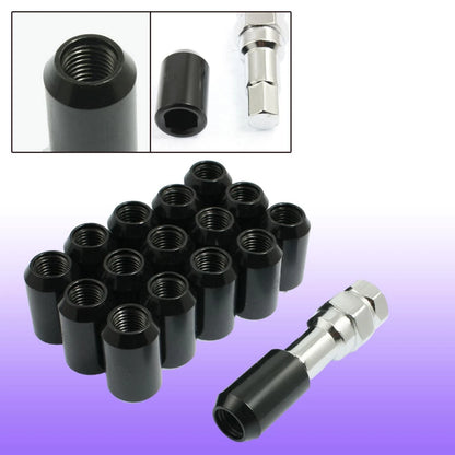 16 Pcs 12x1.5mm Black Hex Security Lock Wheel Lug Nuts for Honda