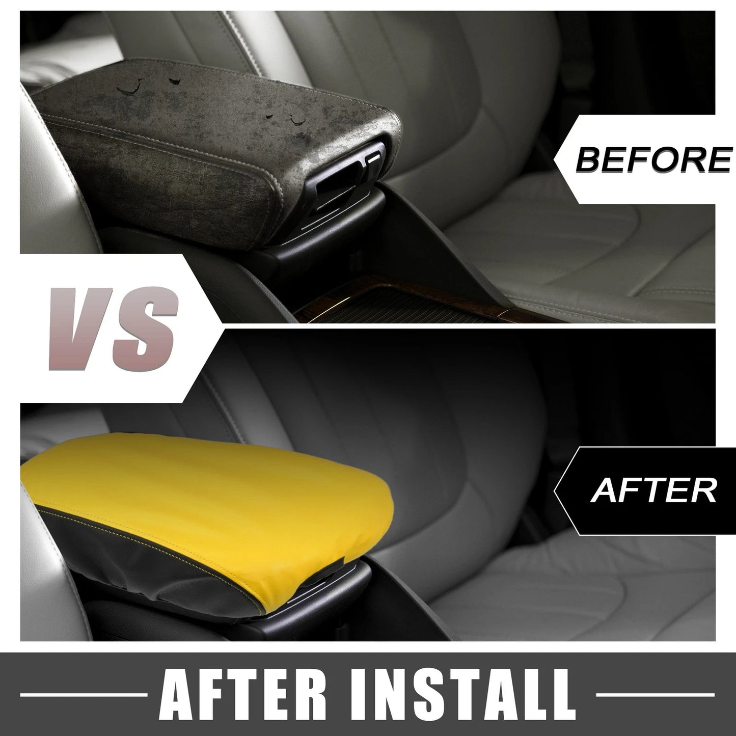 Center Console Armrest Pad Cover for Dodge Charger Black Yellow (2015-2022)