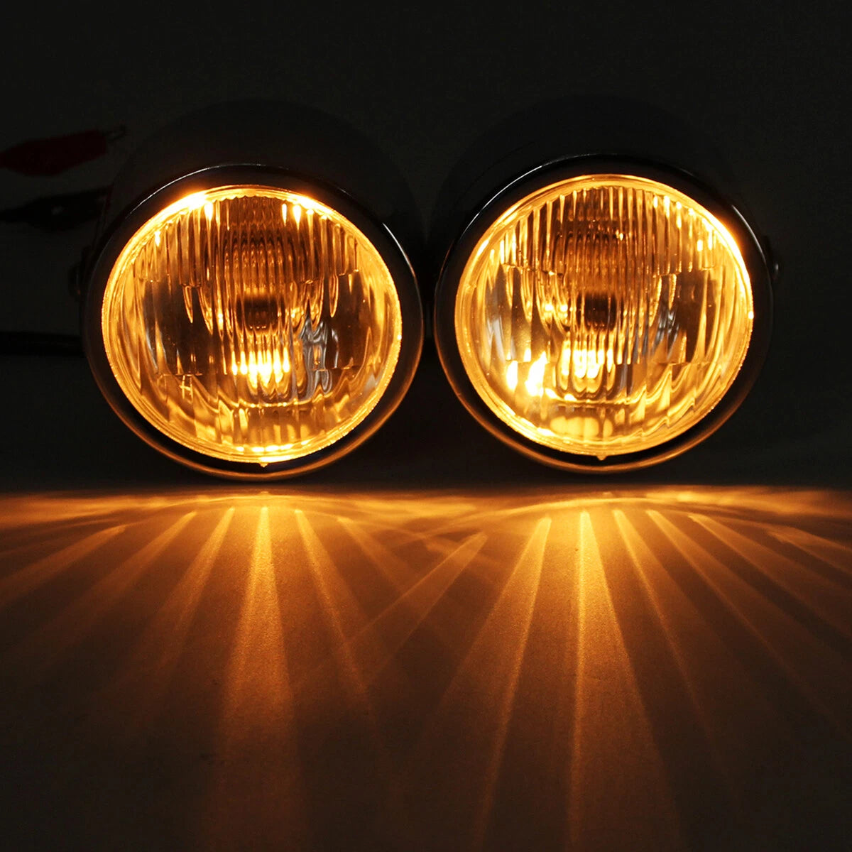 Black Twin Headlight Dual Lamp for Motorcycle Street Fighter Universal