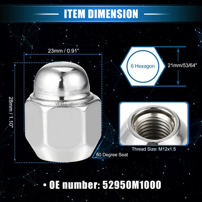 20 x Wheel Lug Nuts M12x1.5 for Hyundai Santa Fe