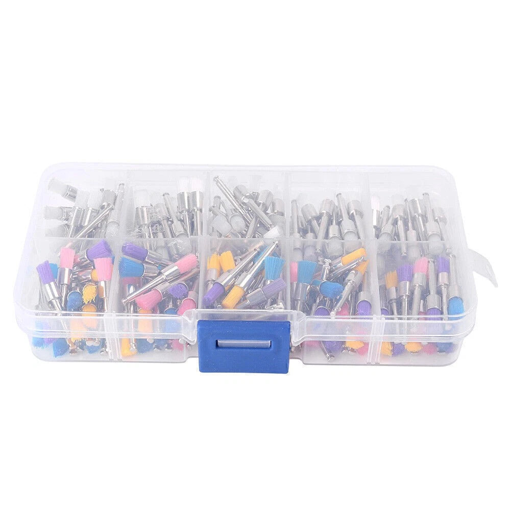 200PCS Dental Nylon Latch Polishing Brushes for Prophy - White/Colorful