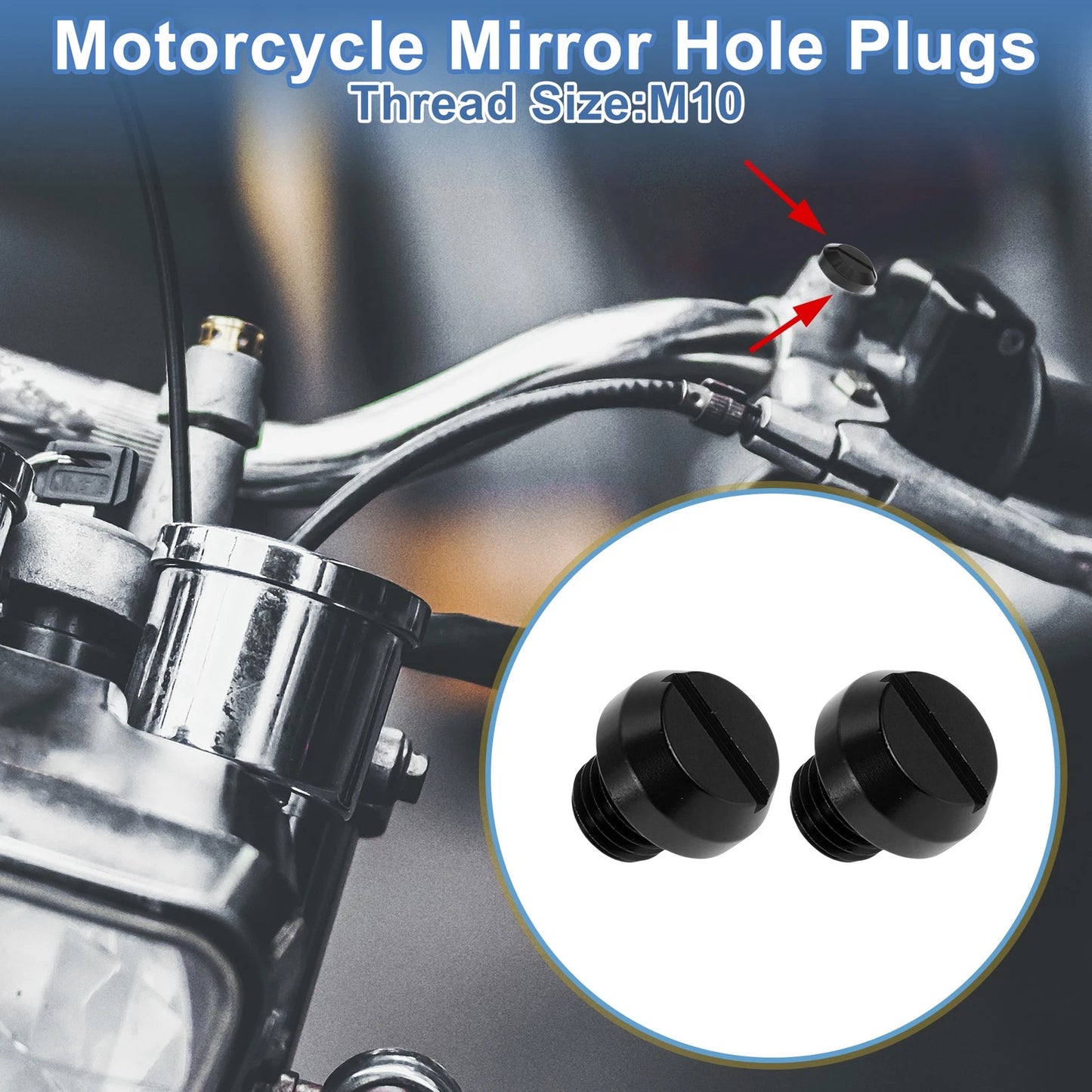 Mirror Hole Plugs Right Hand M10x1.25 Motorcycle Mirror Screws Black