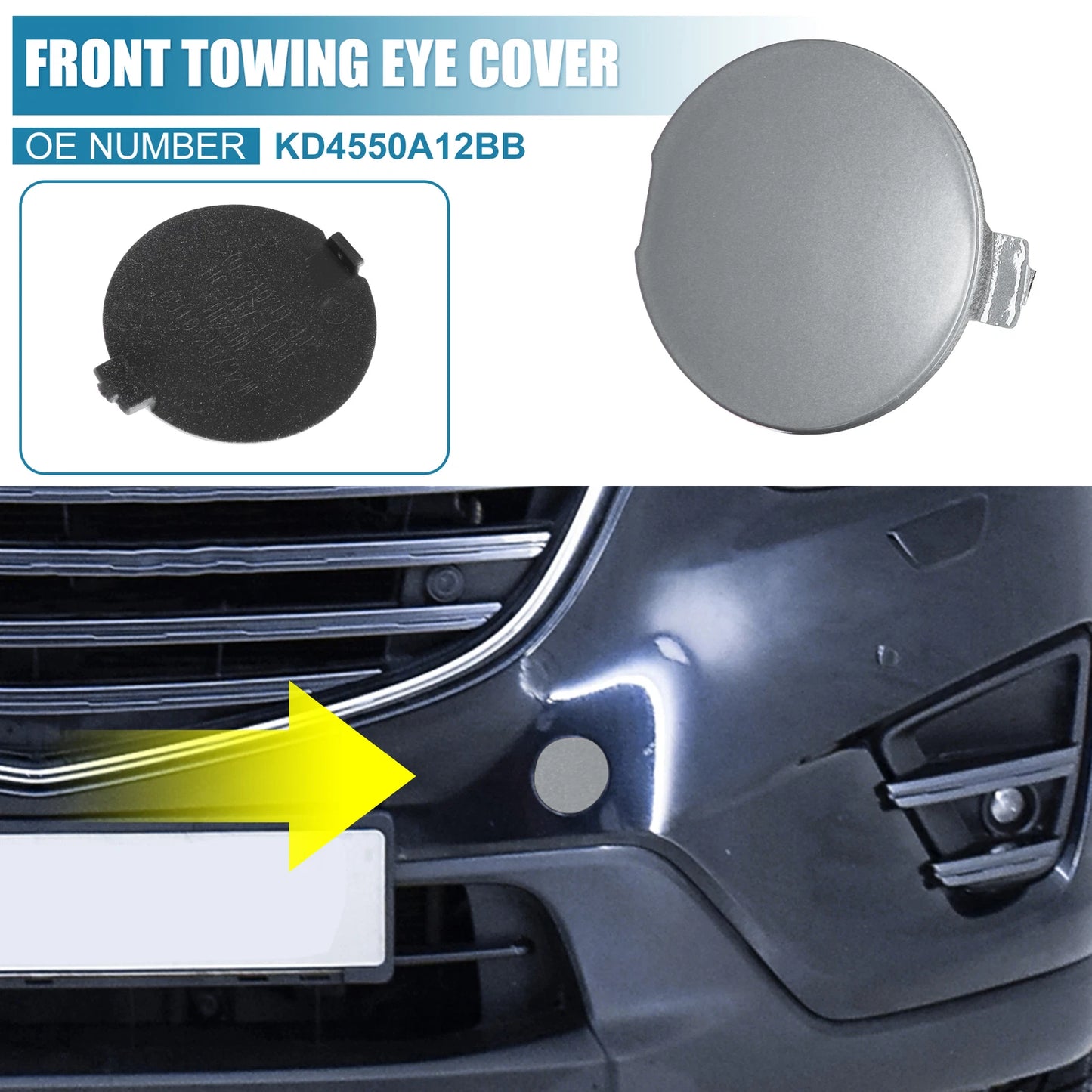 Front Bumper Tow Hook Cover for Mazda CX-5 (2013-2016) Silver Tone