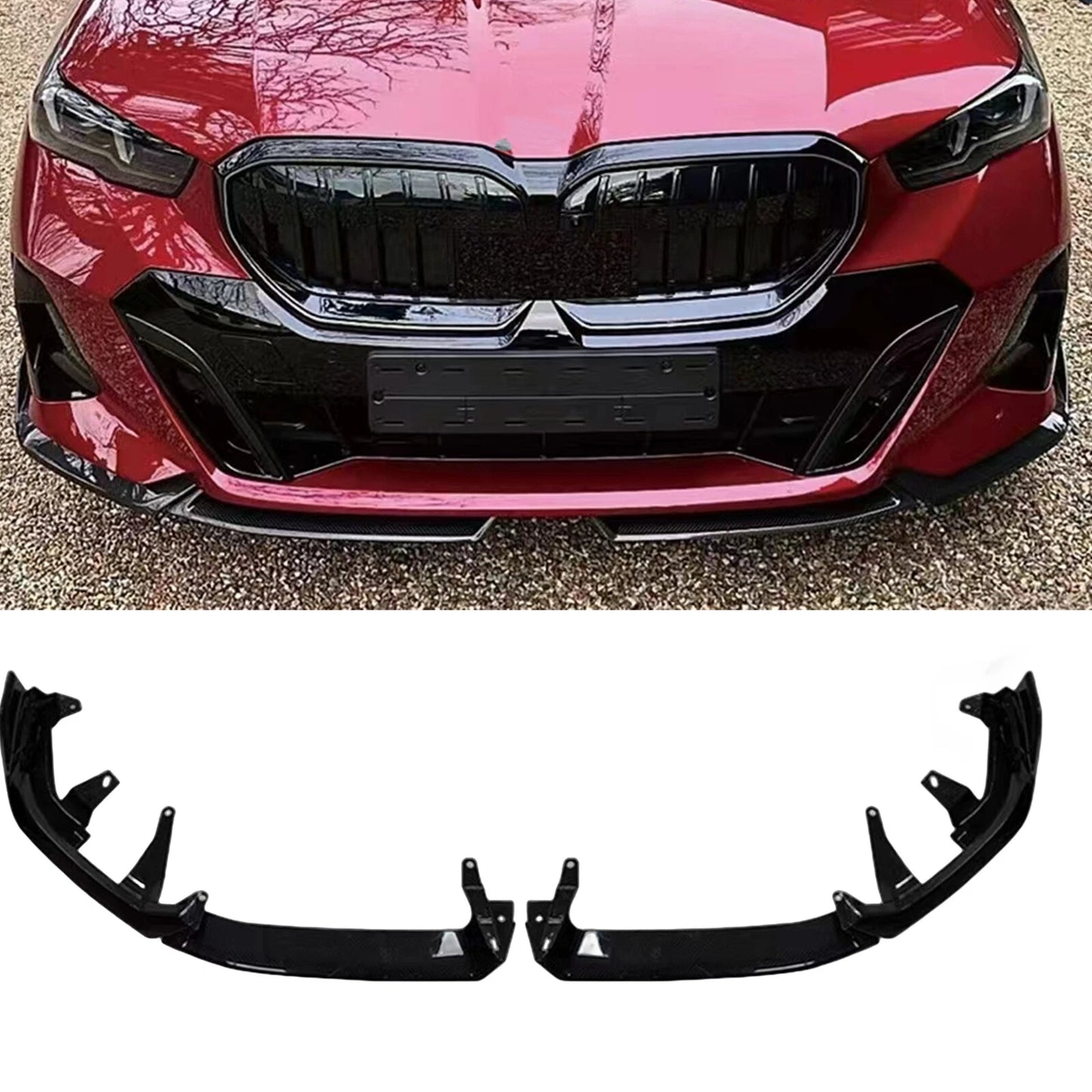 2 x Gloss Black Front Bumper Spoiler Lip Splitter for BMW 5 Series (2024)
