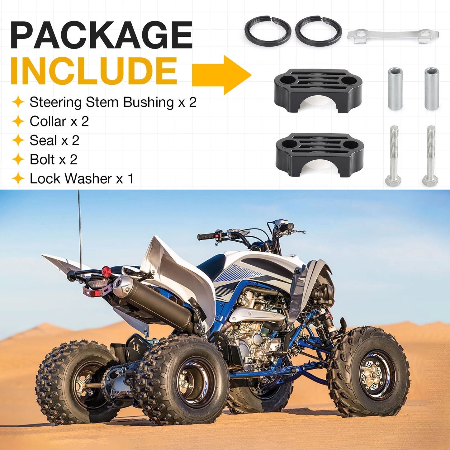 Steering Stem Bushing Seal Collar Kit for Yamaha YFZ450R/SE 2014-2024
