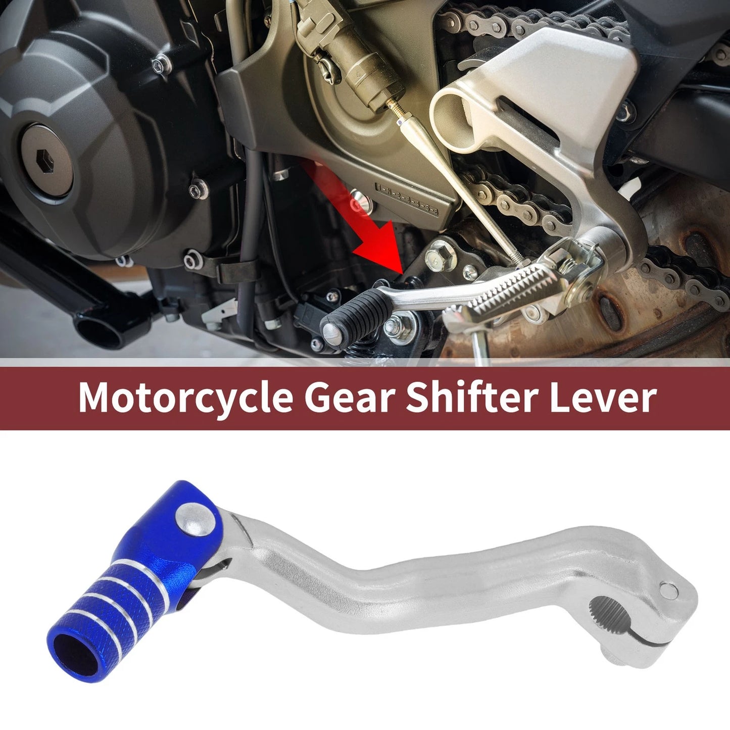 Folding Motorcycle Gear Shifter Lever - Silver Tone Blue for Bosuer M4