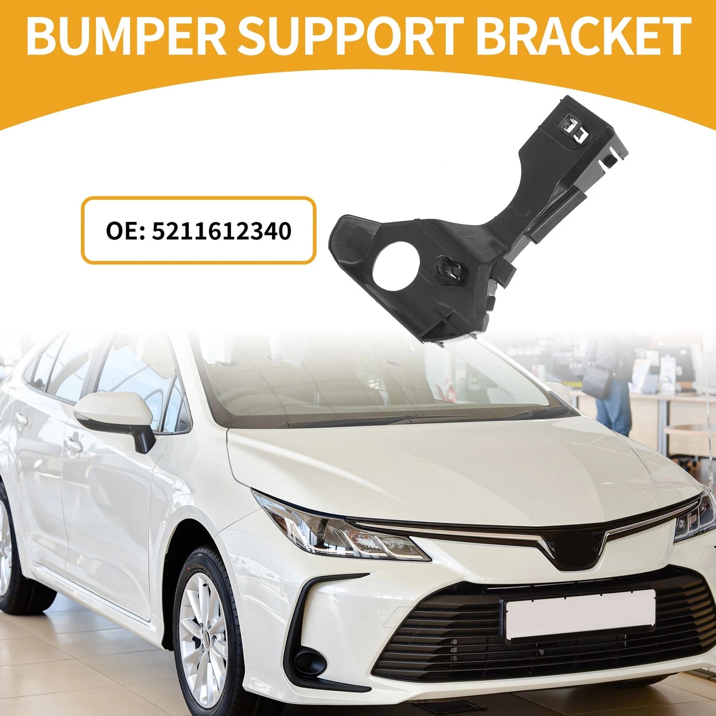 LH Front Bumper Support Bracket for Toyota Corolla (2002-2007) 1 Pc Black