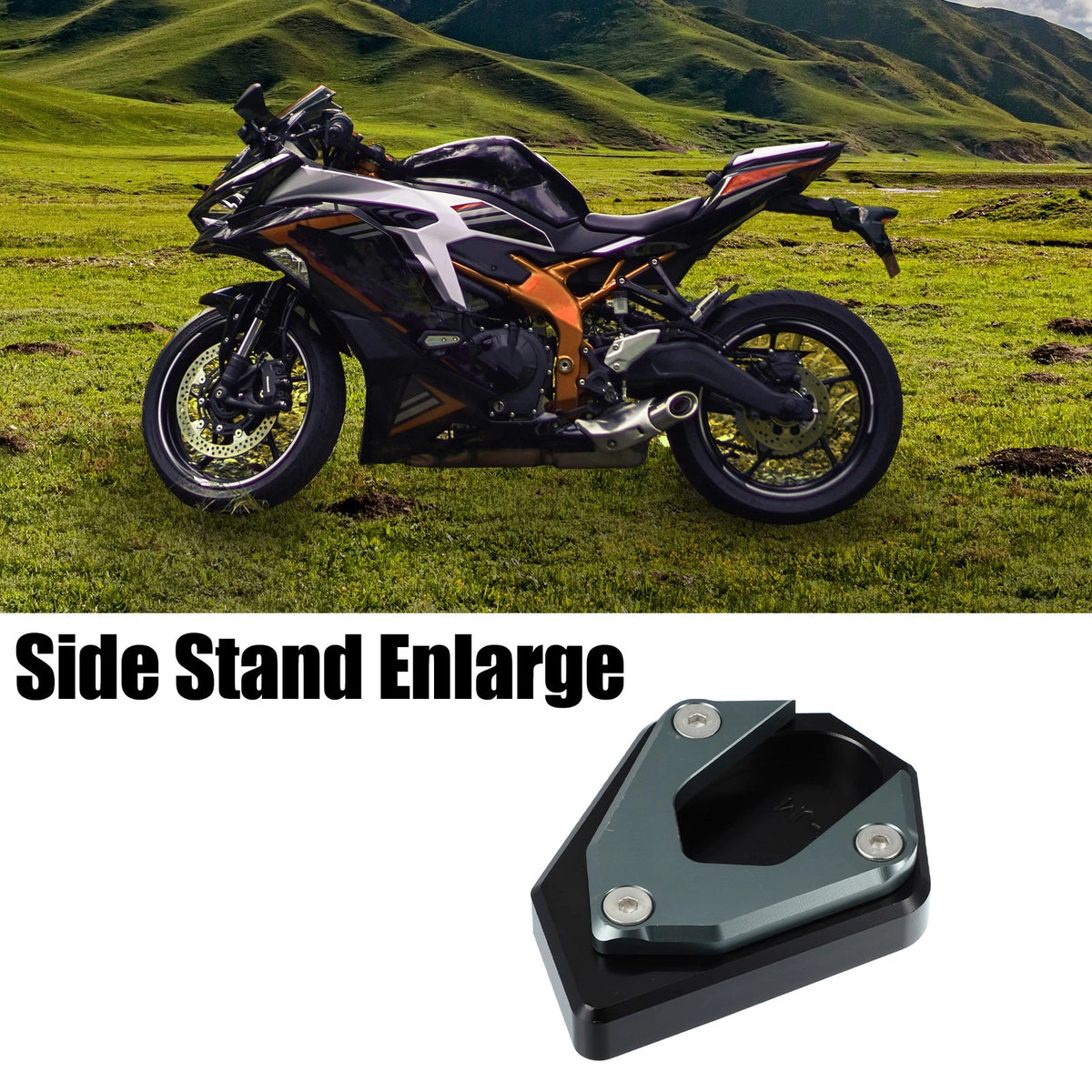 Side Stand Plate Pad Titanium Tone for Kawasaki ZX-25R (2020–2023)