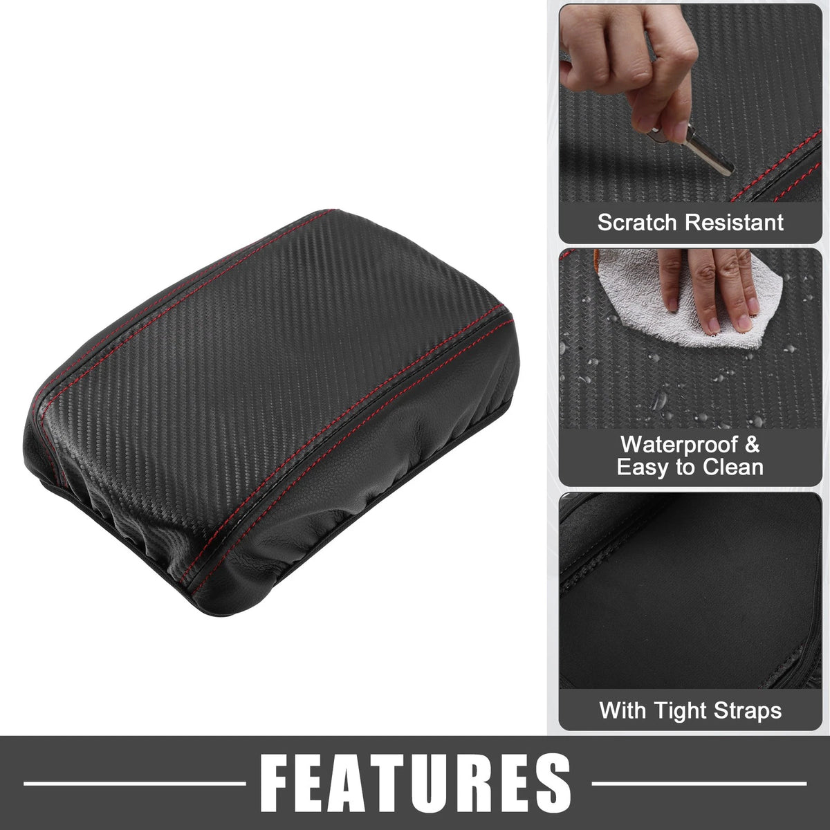 Armrest Seat Box Cover for Toyota Corolla Carbon Fiber Pattern Black